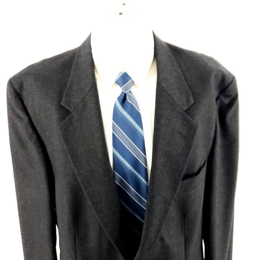 Savile‎ Row Flannel Wool 2 Button Blazer 46L Gray